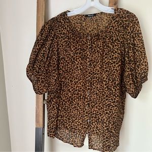 Madewell 1X short sleeve blouse cheetah print
